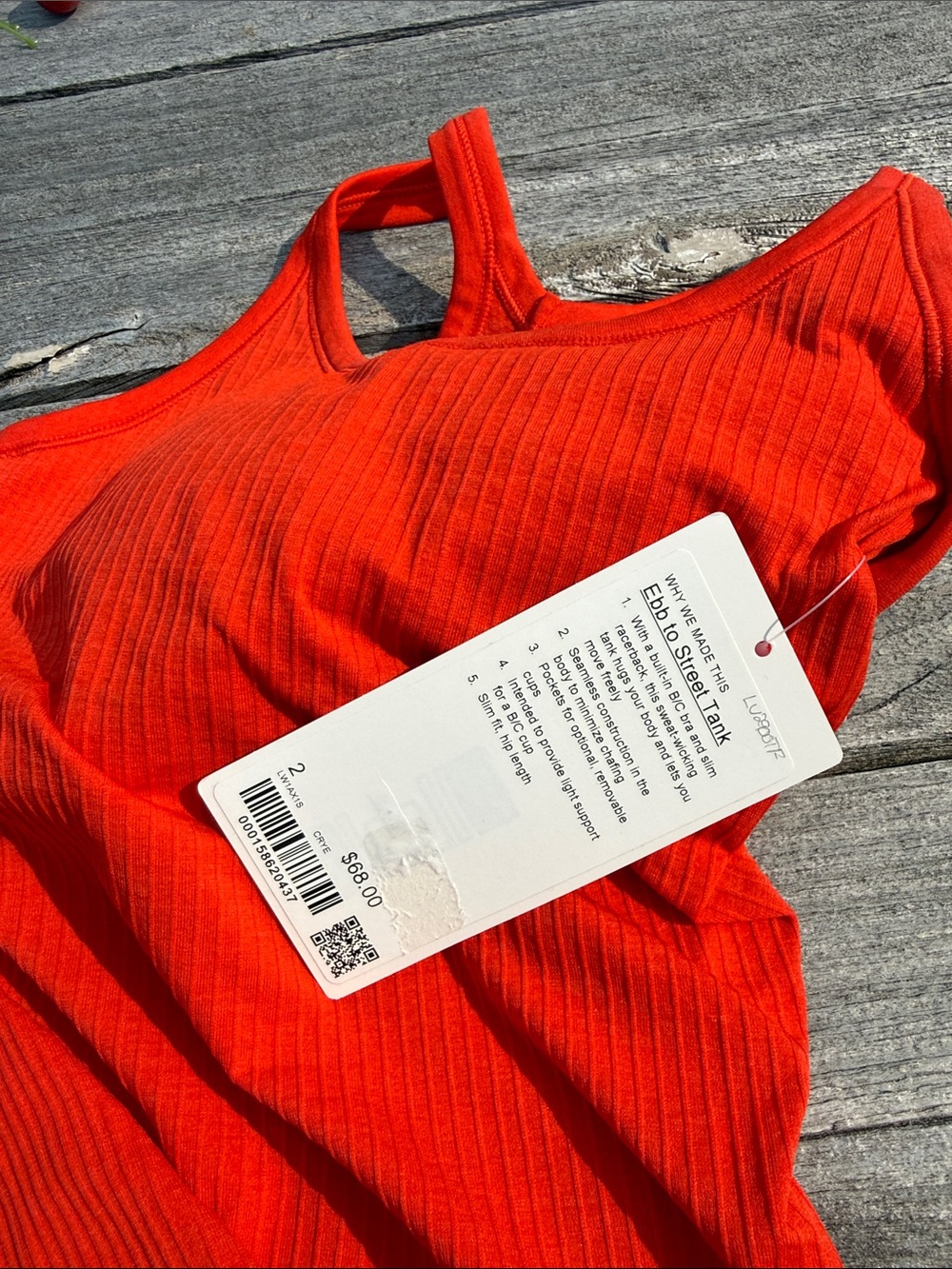 Lululemon Ebb to Street Tank Top Cherry Ember red Size 2 Built In Bra NWT ๐ - Picture 5 of 6